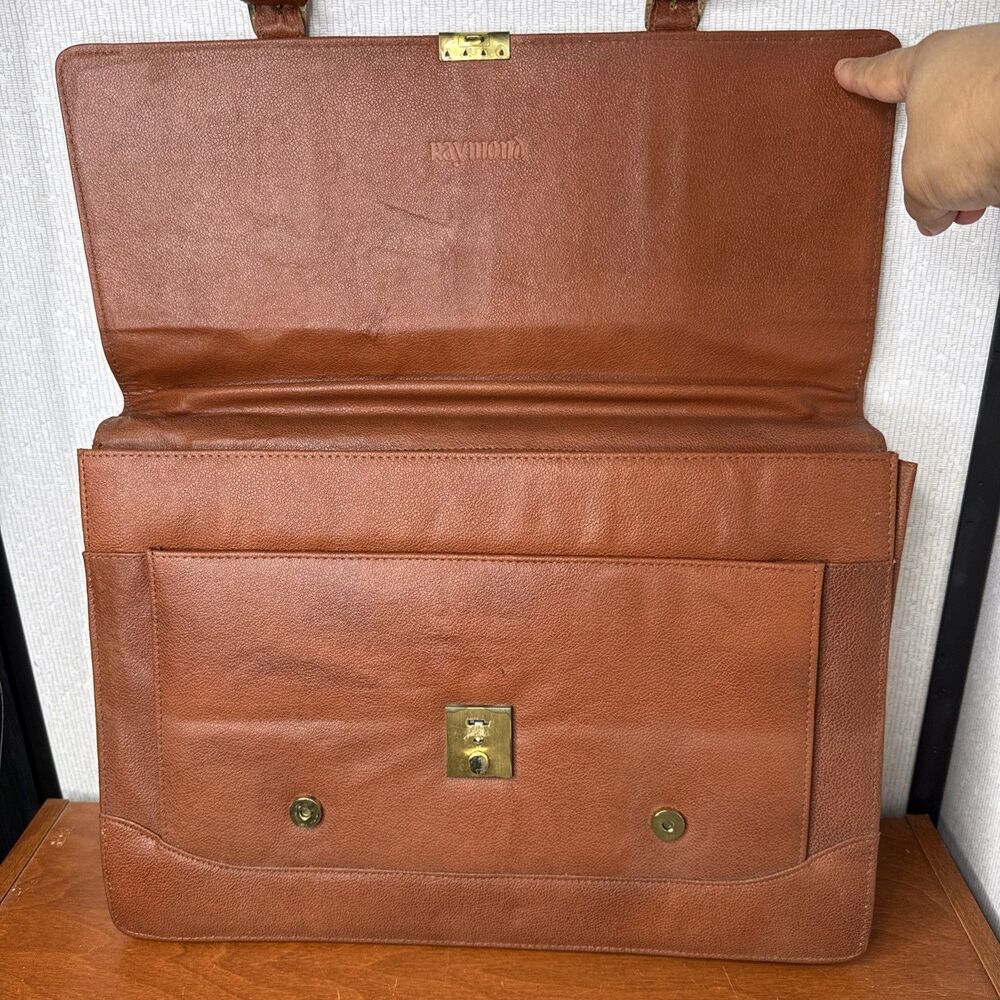 Vintage Raymond Brown Attache Briefcase Portfolio Satchel Office Bag EUC - Picture 8 of 16